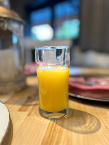 Cafe, Glass of Uncle Matt's Organic Orange Juice
