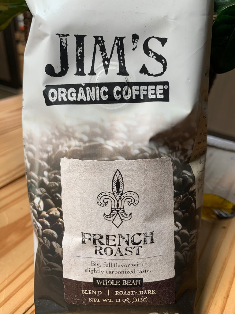 Coffee, Jim's Organics, French Roast Coffee, whole bean, 11oz.