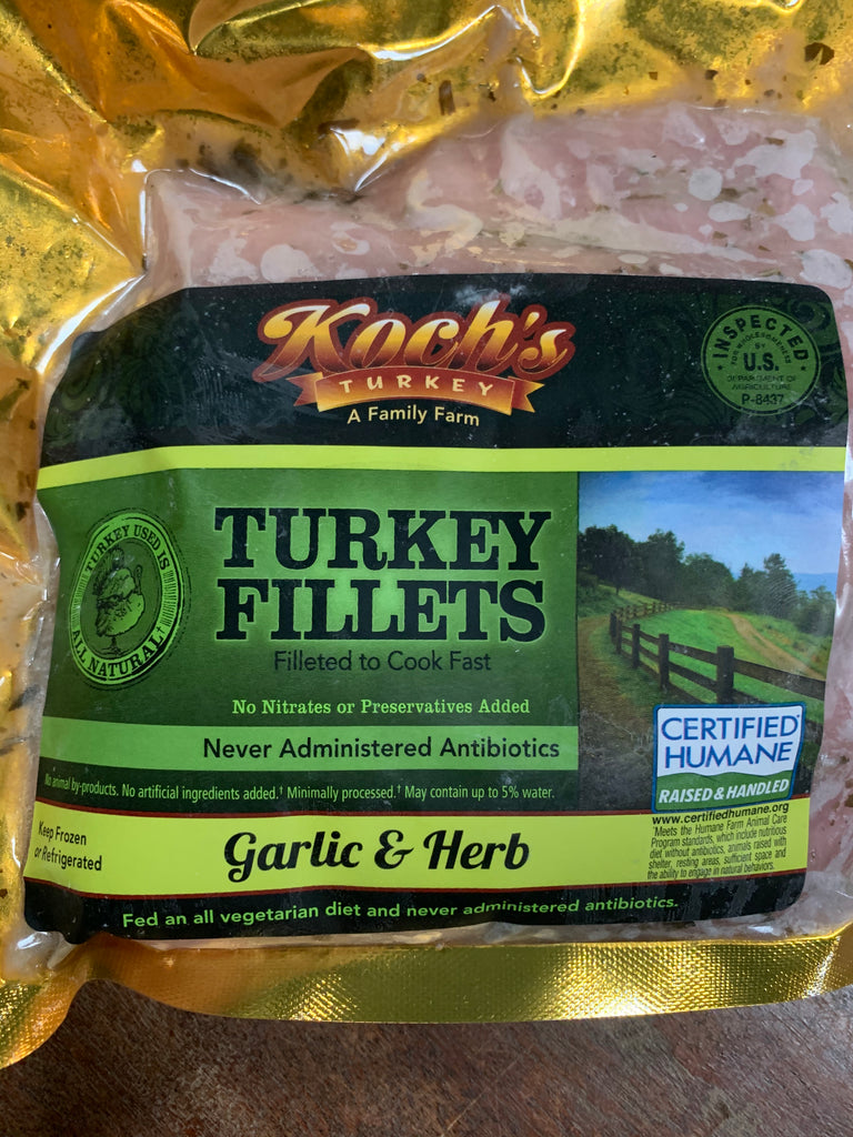 Meat, Koch's Family Farm, Koch's Turkey Fillets, Garlic & Herb, 1lb frozen